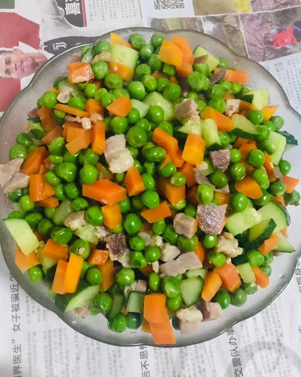 肉沫青豆玉米胡萝卜丁