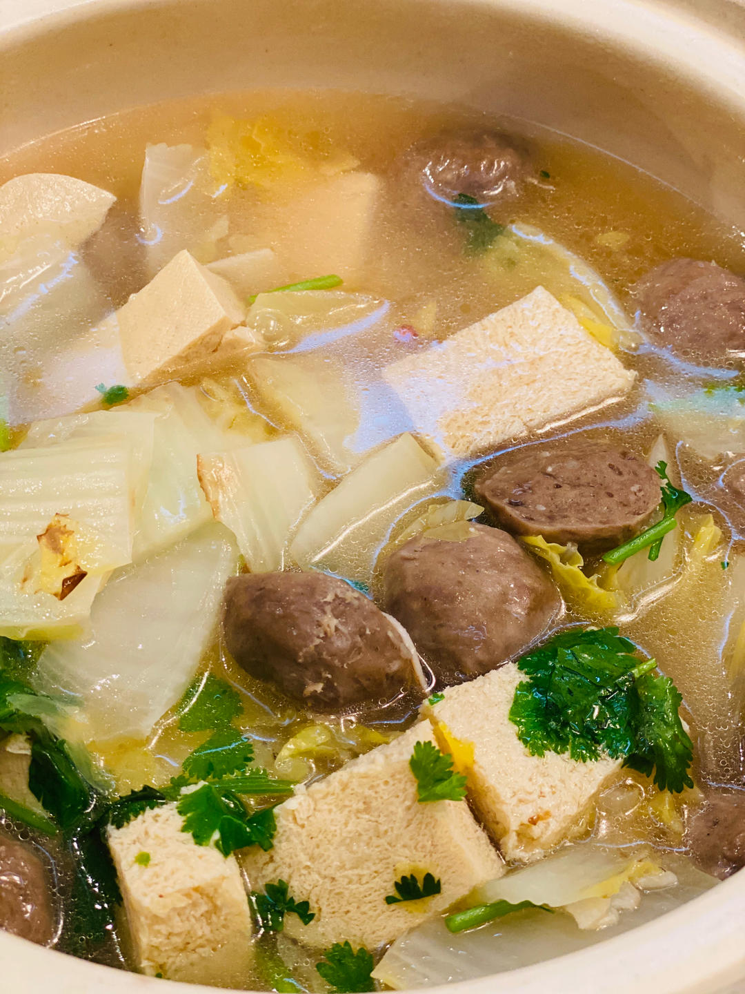白菜丸子冻豆腐汤