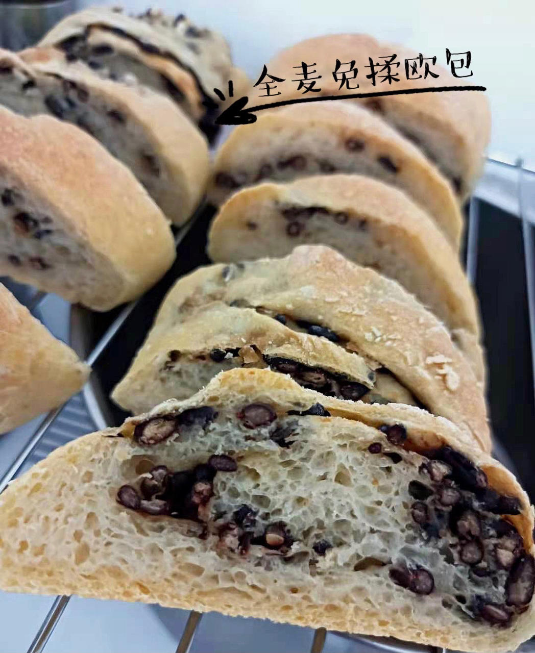 无油 无糖
免揉！全麦坚果欧包、吐司（葡萄干、燕麦、黑芝麻、南瓜籽）