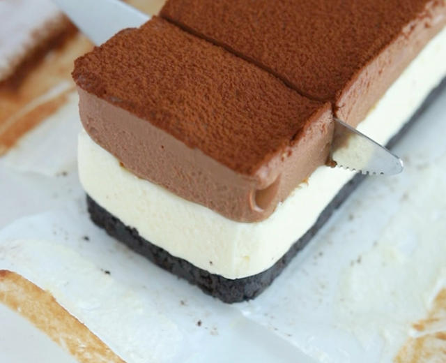 免烤箱✅搅一搅就成的巧克力双重芝士蛋糕‼️的做法