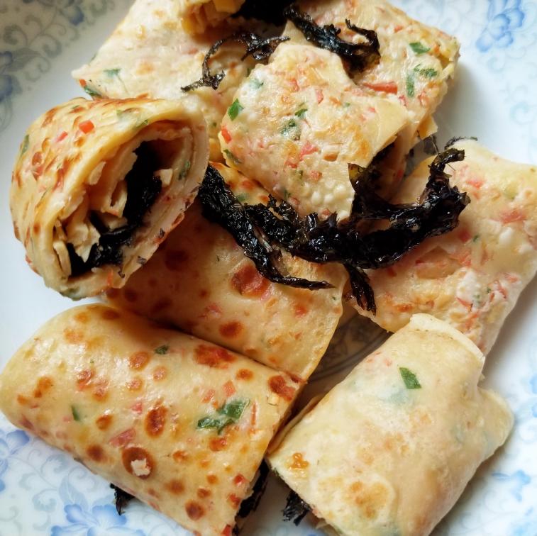 超级脆口！紫菜蛋丝卷饼