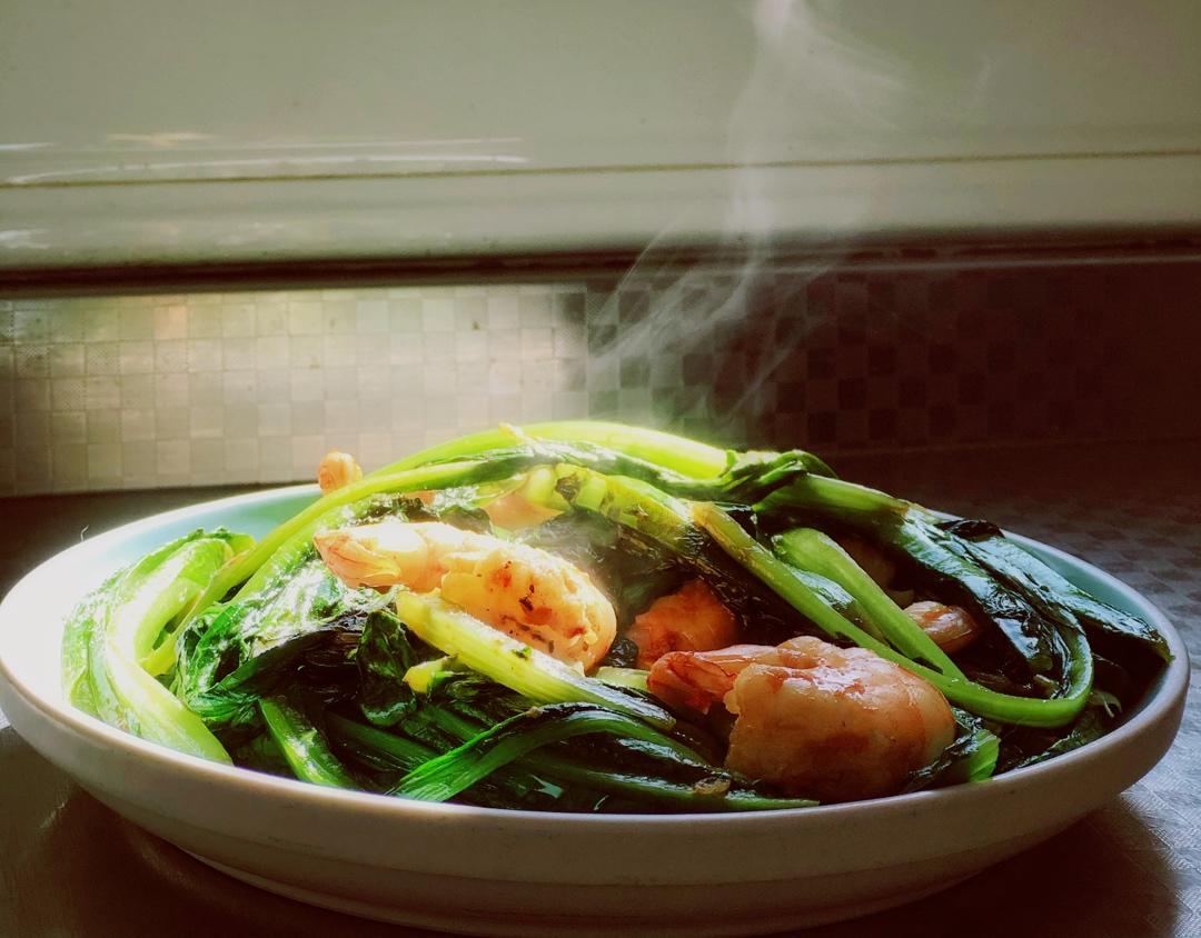 耗油虾仁油麦菜