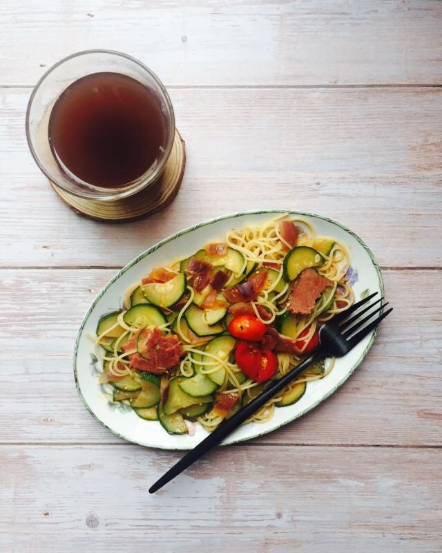 西葫芦蘑菇虾仁意面