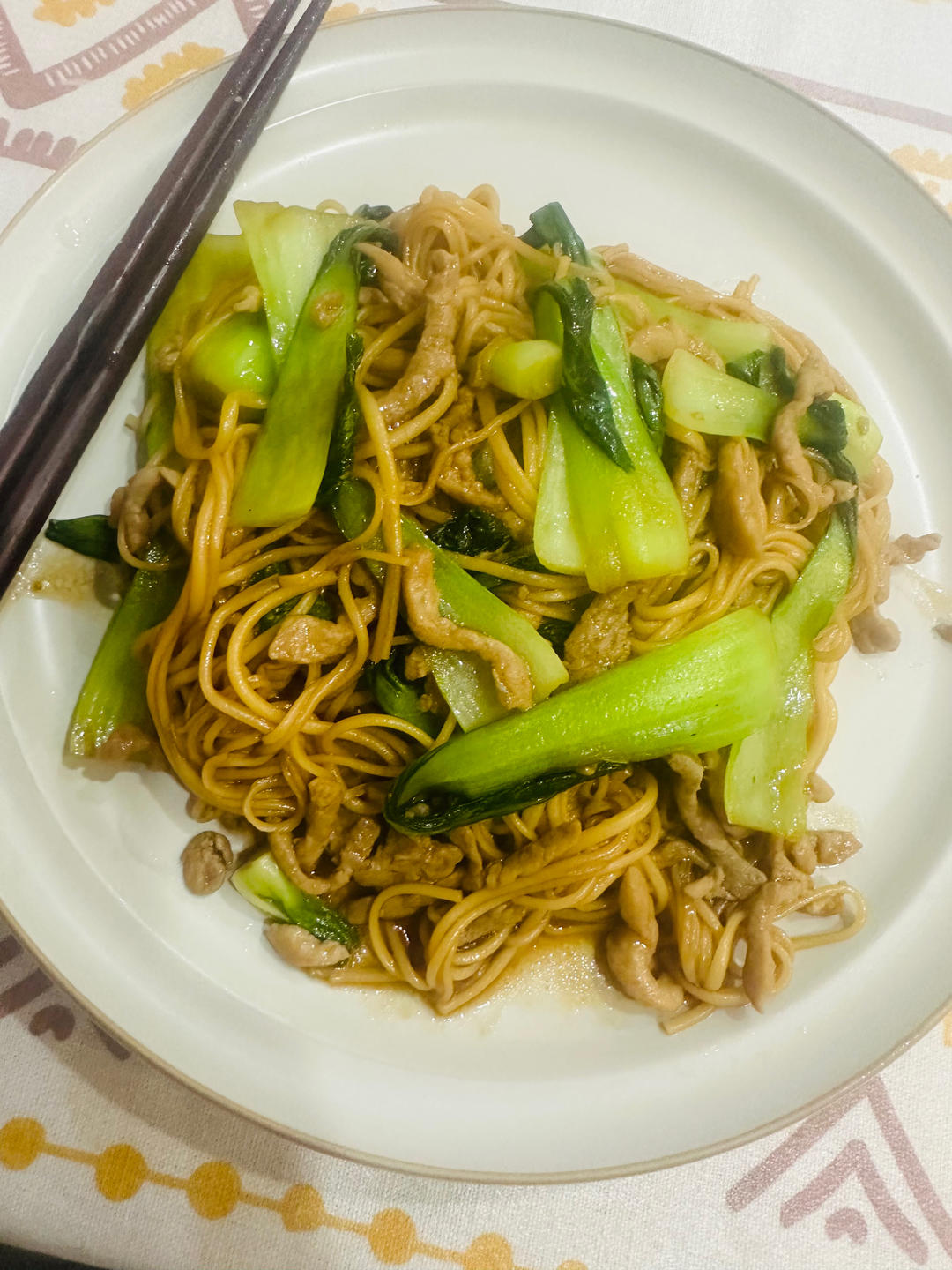 青菜肉丝炒面