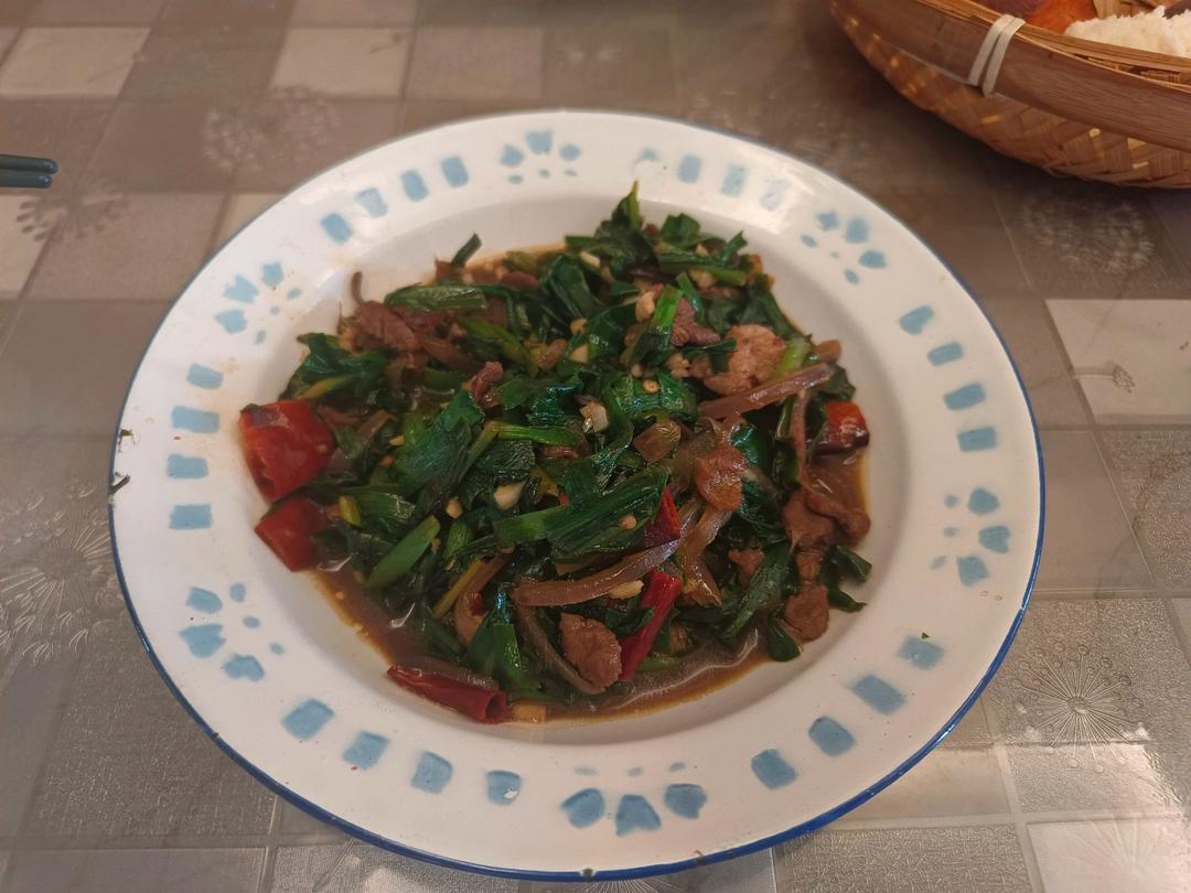 新疆家常韭菜肉拌面