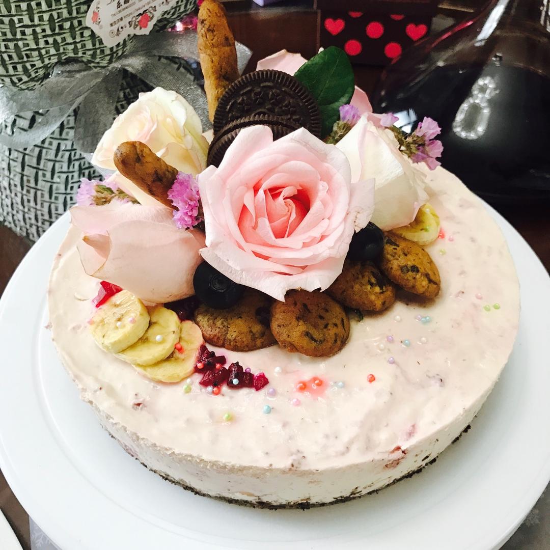 粉嫩少女❤️树莓鲜花蛋糕（适合零基础）