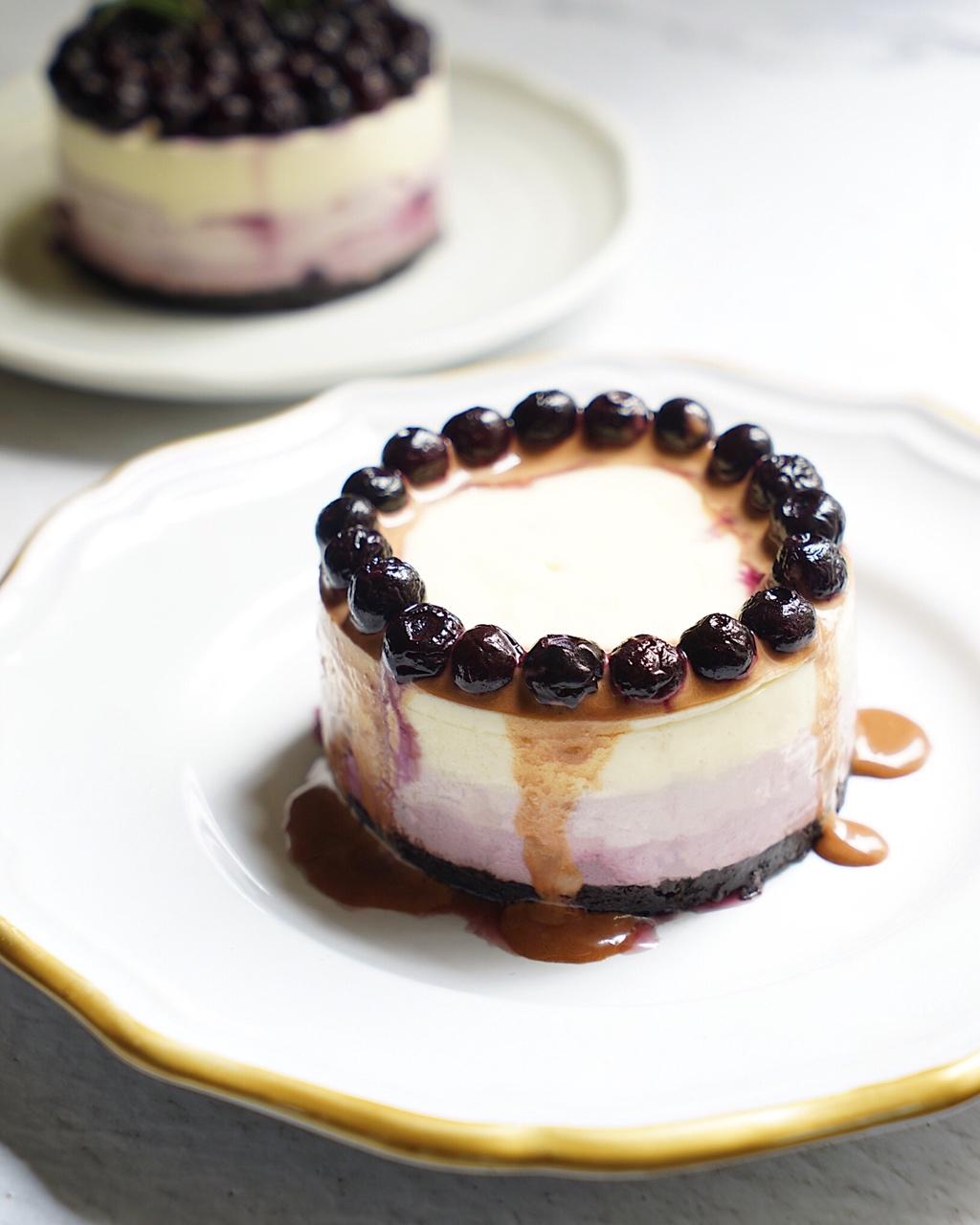 渐变蓝莓冻芝士蛋糕（免烤）