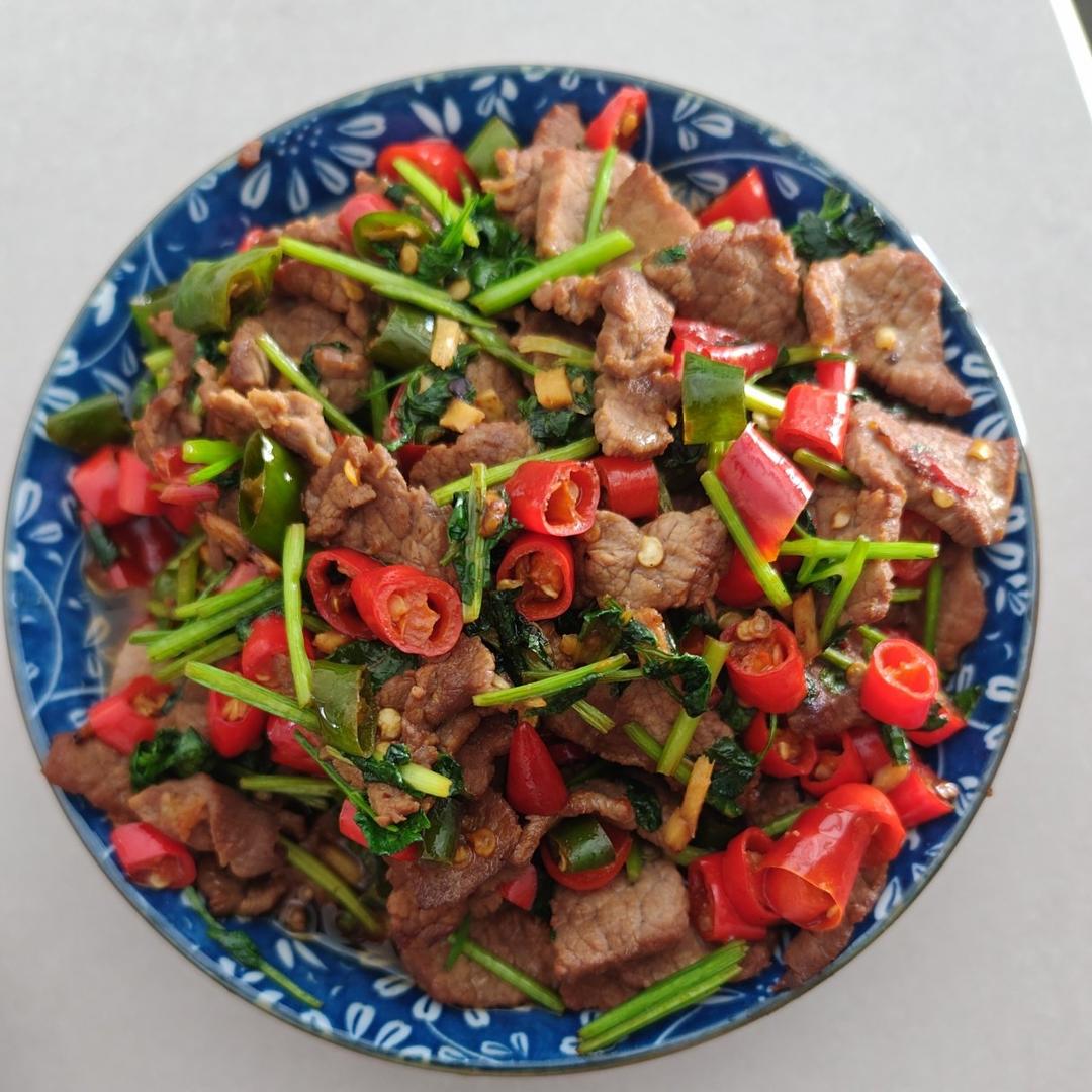 香菜炒牛肉，香辣下饭，爱吃香菜的朋友看过来，拌饭绝了