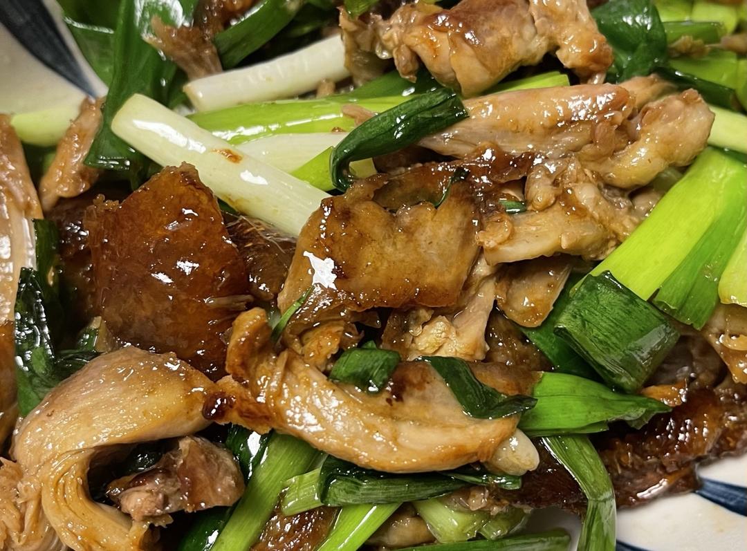 蚝油小葱炒烤鸭肉