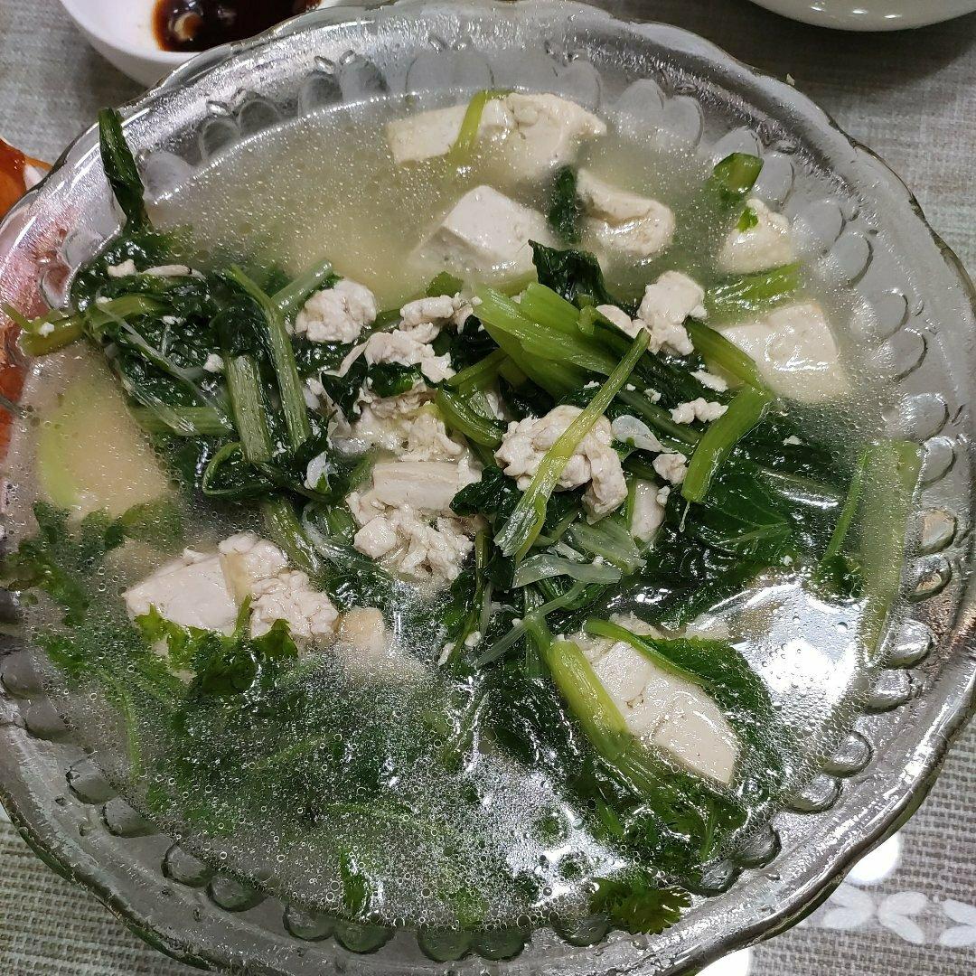 小白菜海米炖豆腐