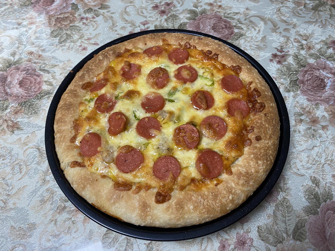 敏_3upq做的必胜客美式铁盘披萨-松软饼底的夏威夷bbq披萨