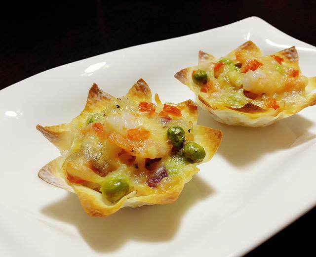 馄炖皮剩米饭的花样做法(馄炖皮奶酪盏)的做法