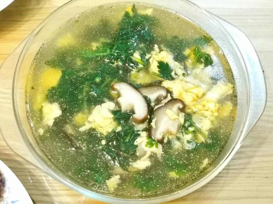 菊花脑香菇蛋汤的做法