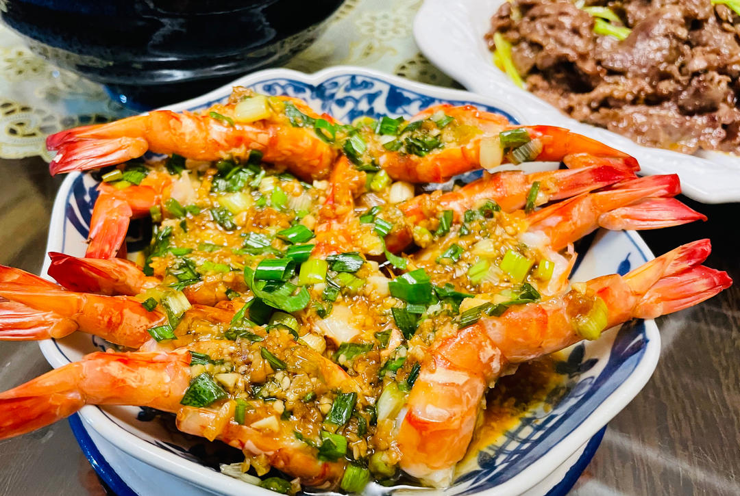 蒜蓉粉丝蒸虾（去虾头版）