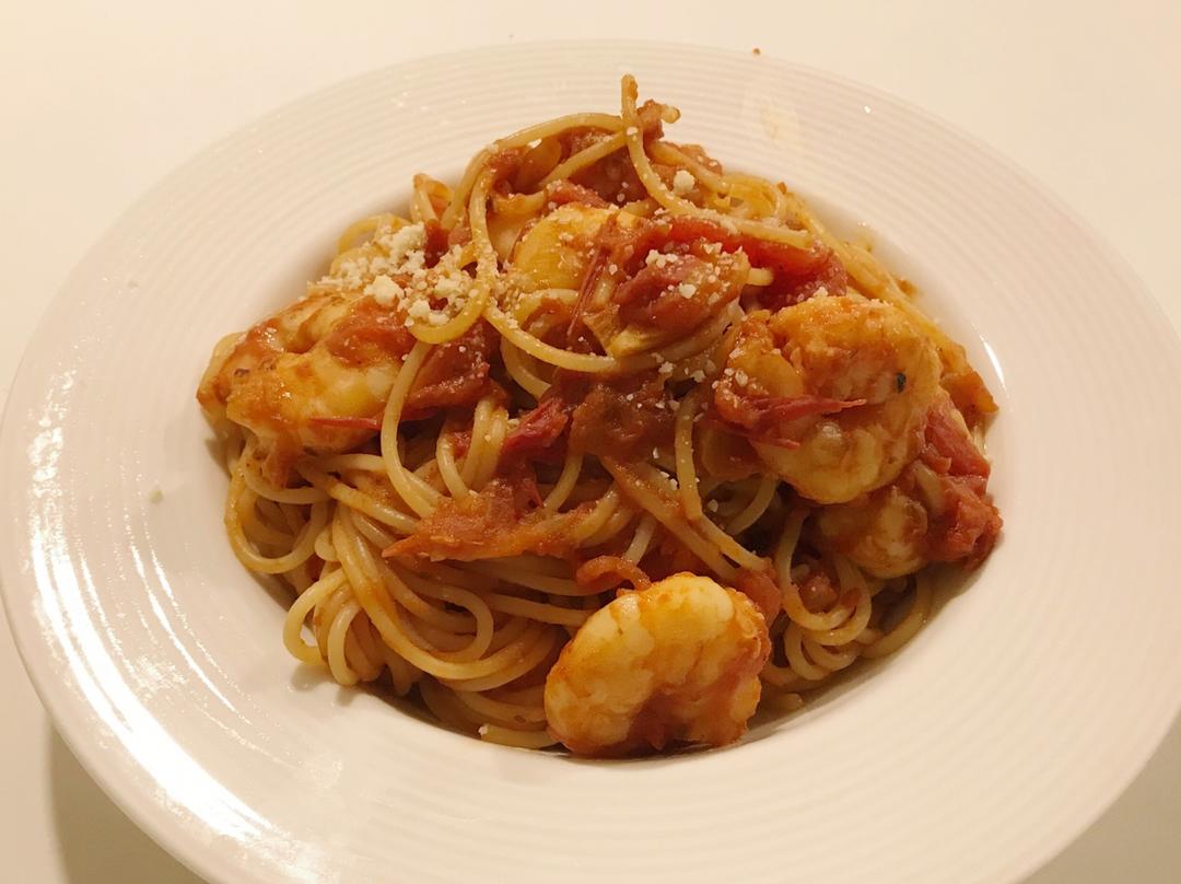 虾仁番茄意大利面