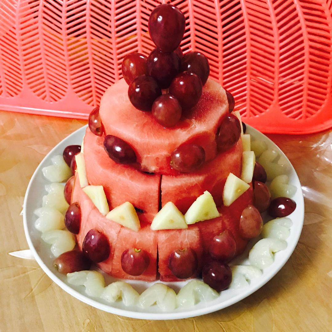 做过 西瓜蛋糕 女儿学校要搞美食节,女儿非要做水果