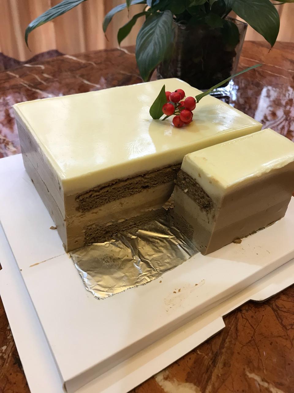 渐变咖啡慕斯配马斯卡彭冻芝士（附白巧克力淋面配方）