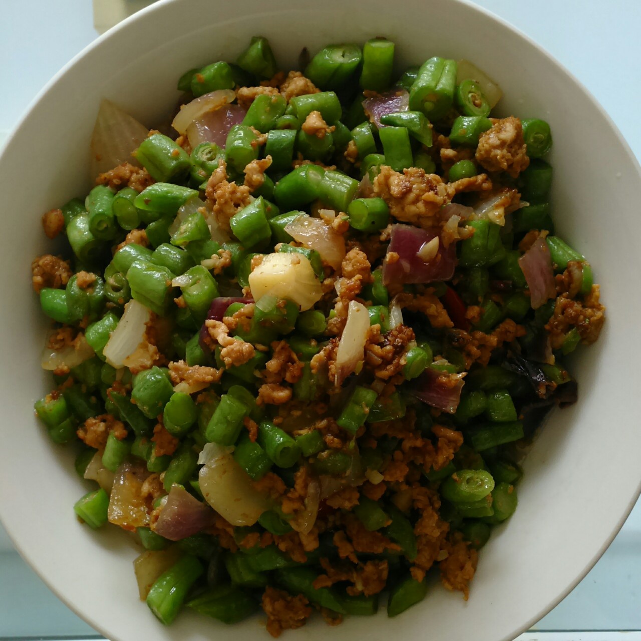 肉沫豆角下饭菜