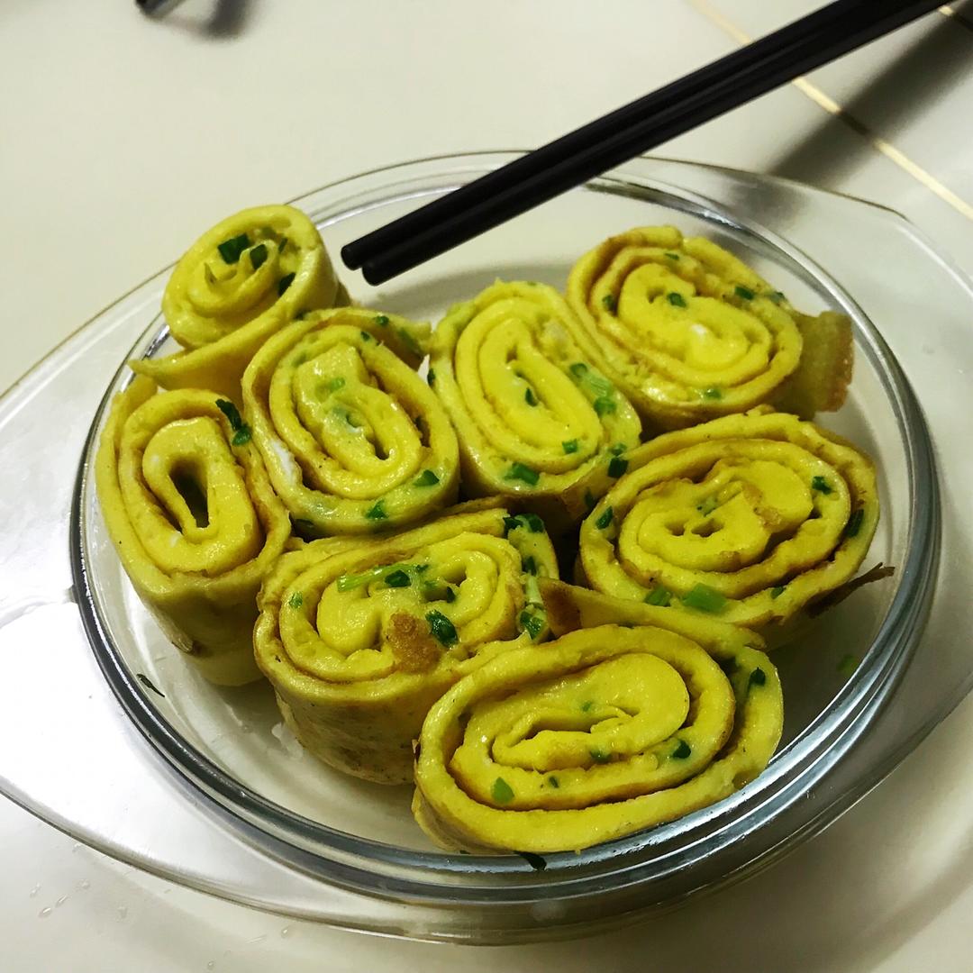 sssss施小肥stellaaaaa做的晚餐—香葱鸡蛋卷