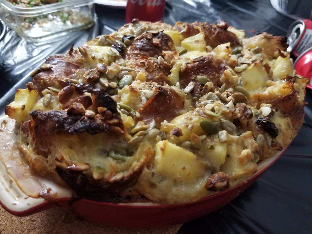 榴莲可颂面包布丁Bread Pudding【低糖版本】