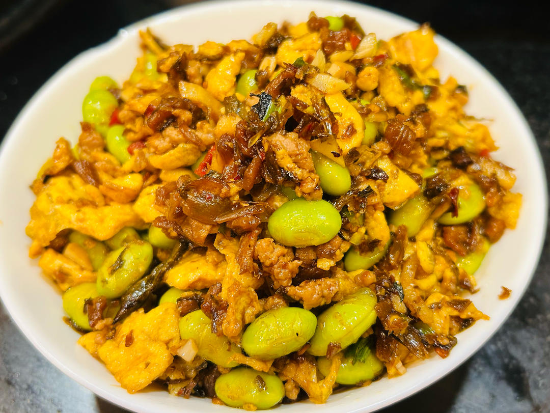 外婆菜炒毛豆(下饭菜)