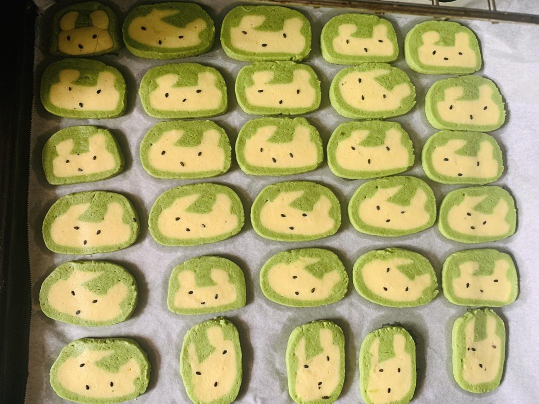 抹茶兔兔曲奇（比熊猫简单！超详细实物图+超良心手绘图）