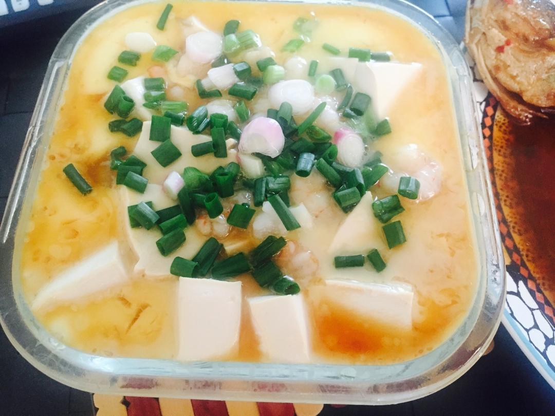 虾仁豆腐蒸水蛋
