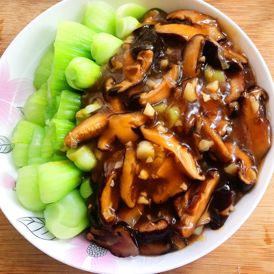 美味纯素下饭菜香菇油菜