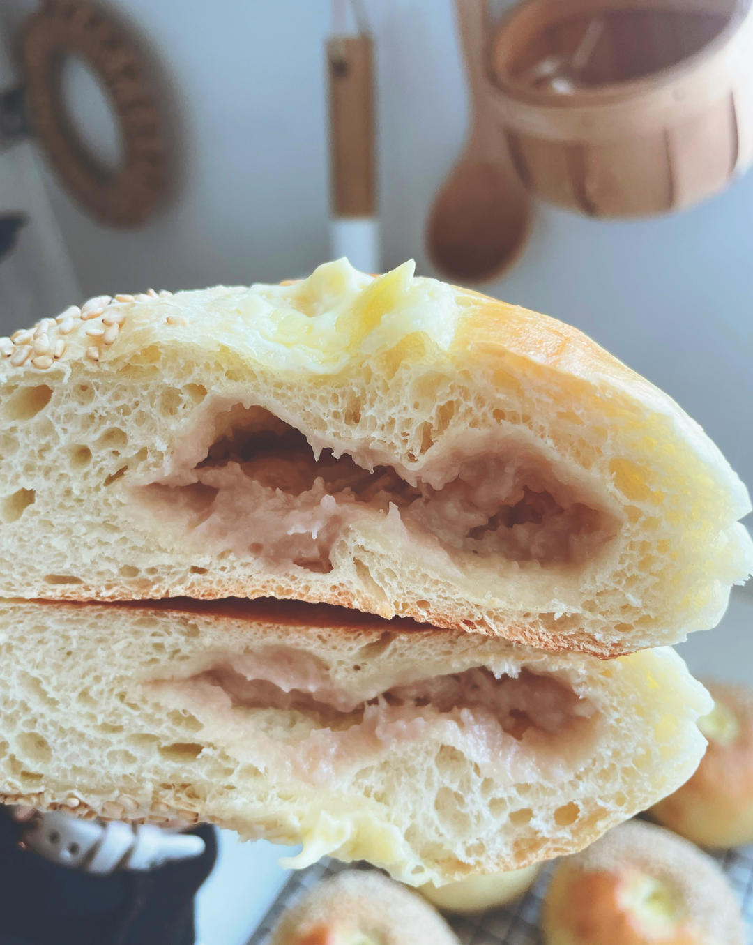 日式芝麻红豆包｜香甜柔软