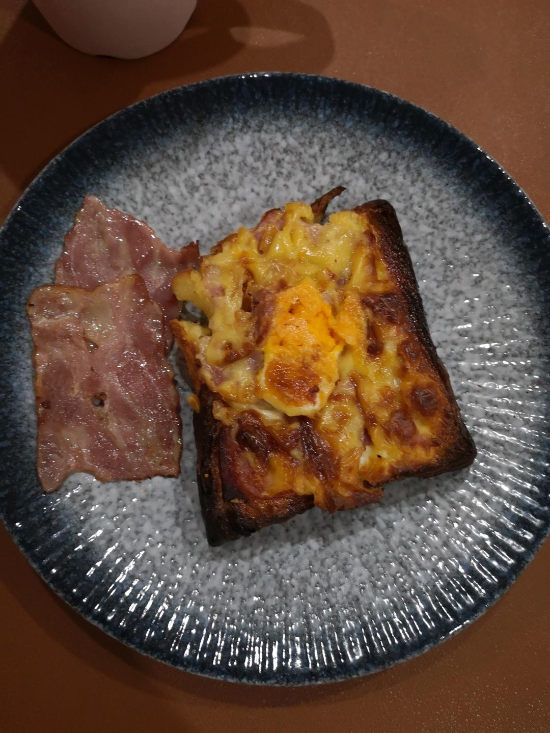 【快手早餐】好吃不胖的火腿奶酪鸡蛋吐司（空气炸锅版）