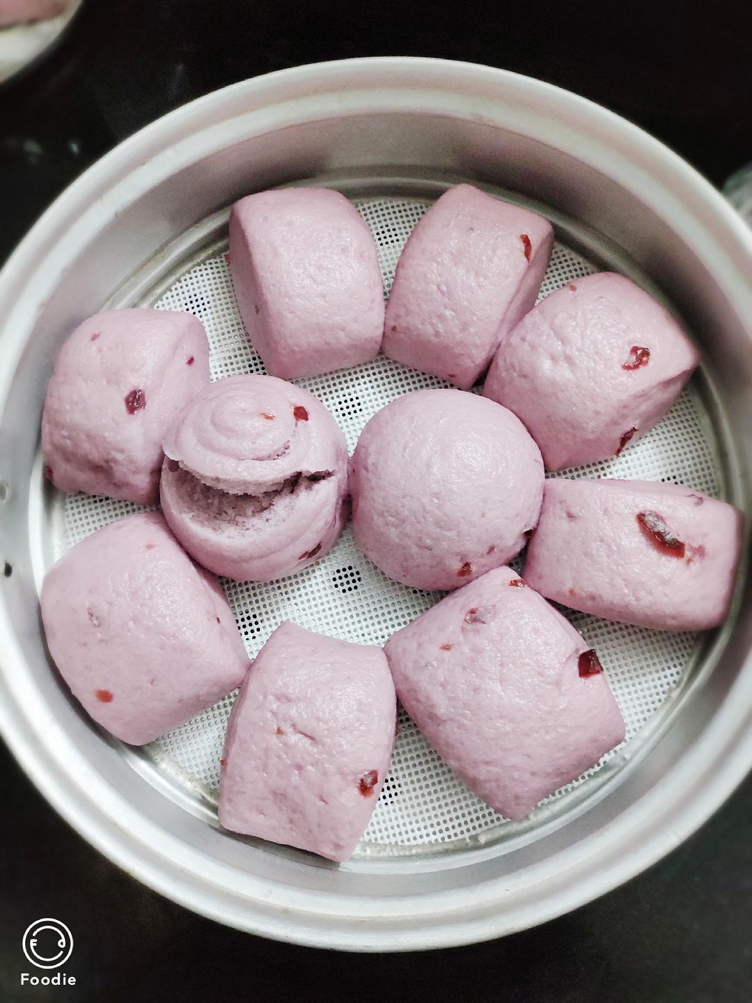 一次发酵紫薯蔓越莓馒头的做法