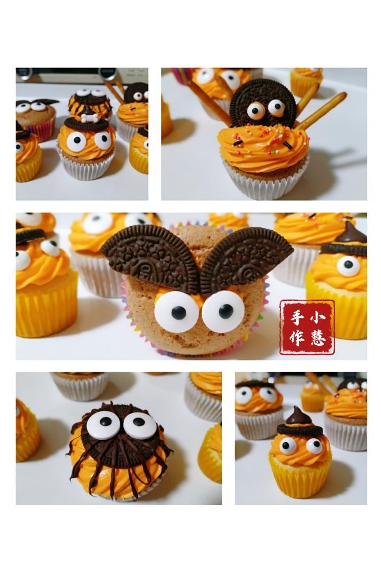 🎃万圣节杯子蛋糕(内附可可戚风纸杯蛋糕)的做法