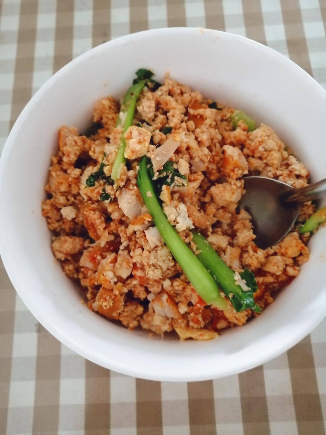 低碳高蛋白番茄豆腐“炒饭”的做法