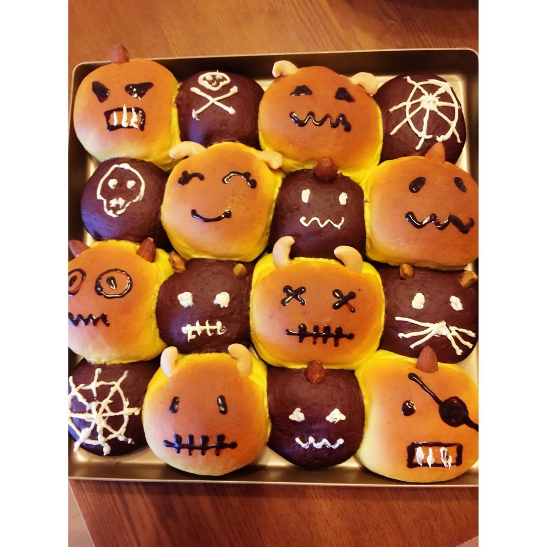 万圣节🎃搞怪手撕面包🍞~双色南瓜挤挤包