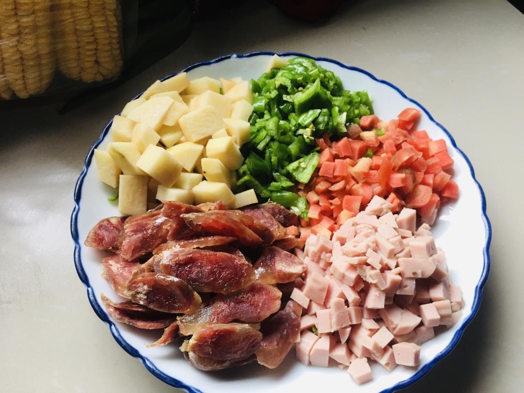 懒人必备～电饭煲腊肠焖饭