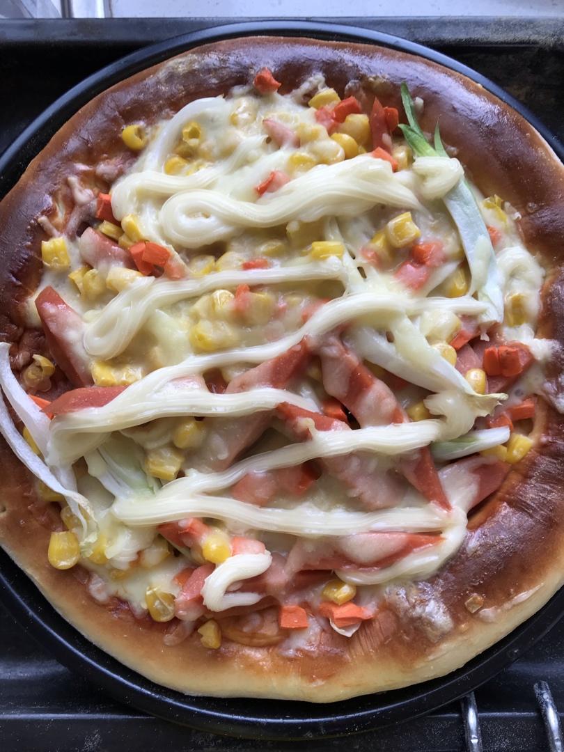 鲜虾🍤培根披萨🍕“内附敲好吃的饼皮做法”