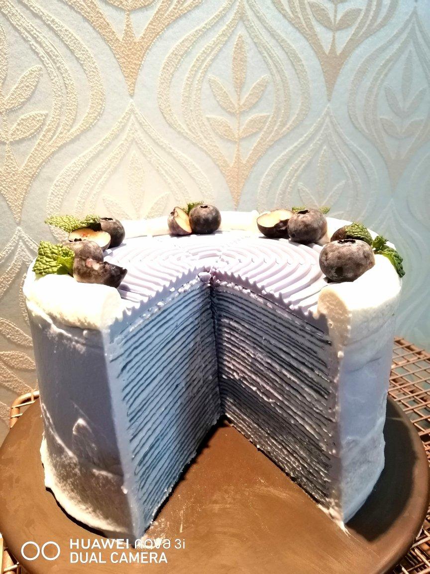 蝶豆花海盐芝士千层蛋糕（原创）