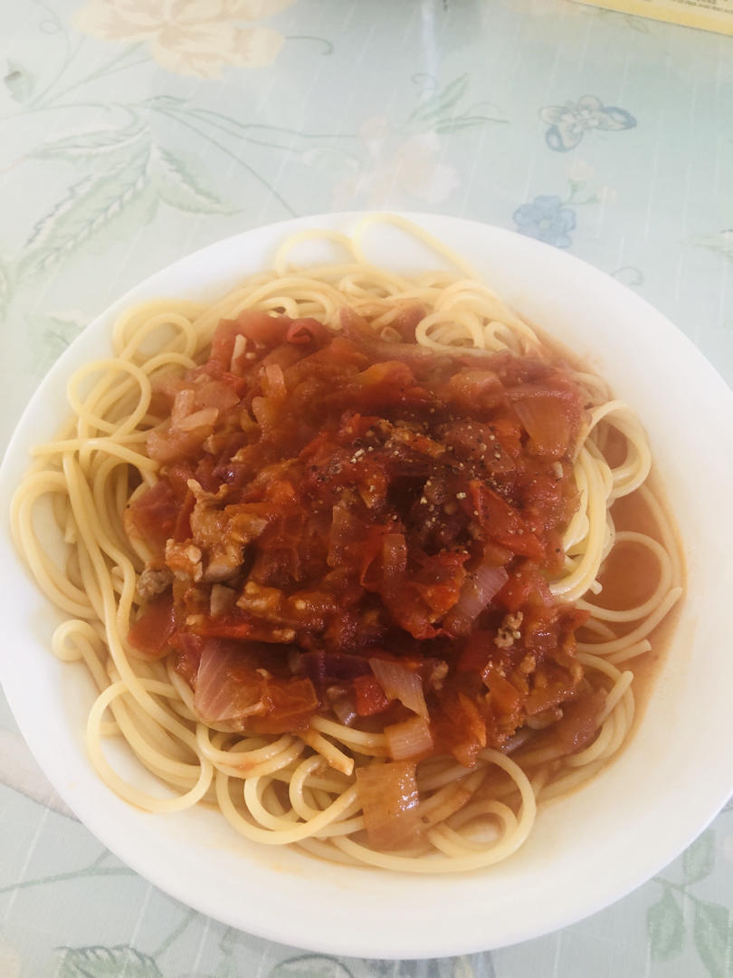 （完胜必胜客的）番茄肉酱意大利面～