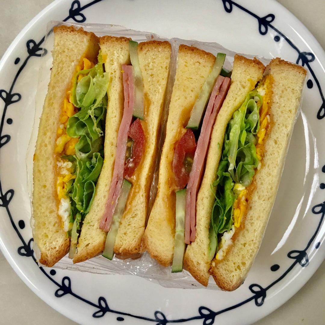 肉松沙拉酱做的堂妈小厨——三明治