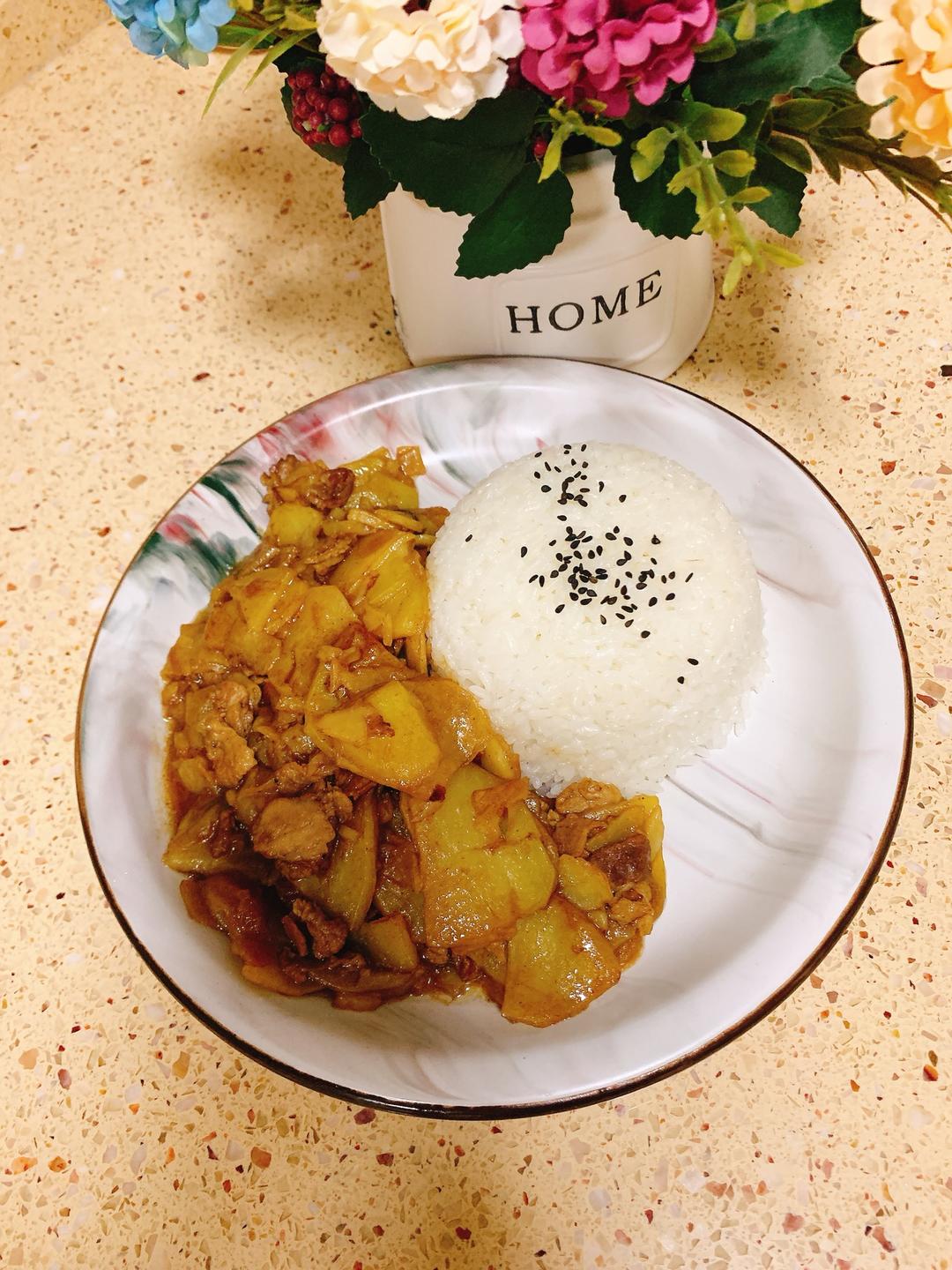 🔥🥔烧土豆肉片盖浇饭🍛💫💚的做法