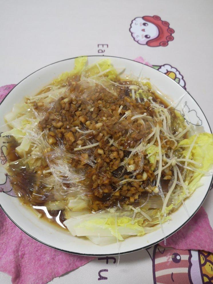 懒人下饭神器，蒜蓉蒸粉丝金针菇娃娃菜