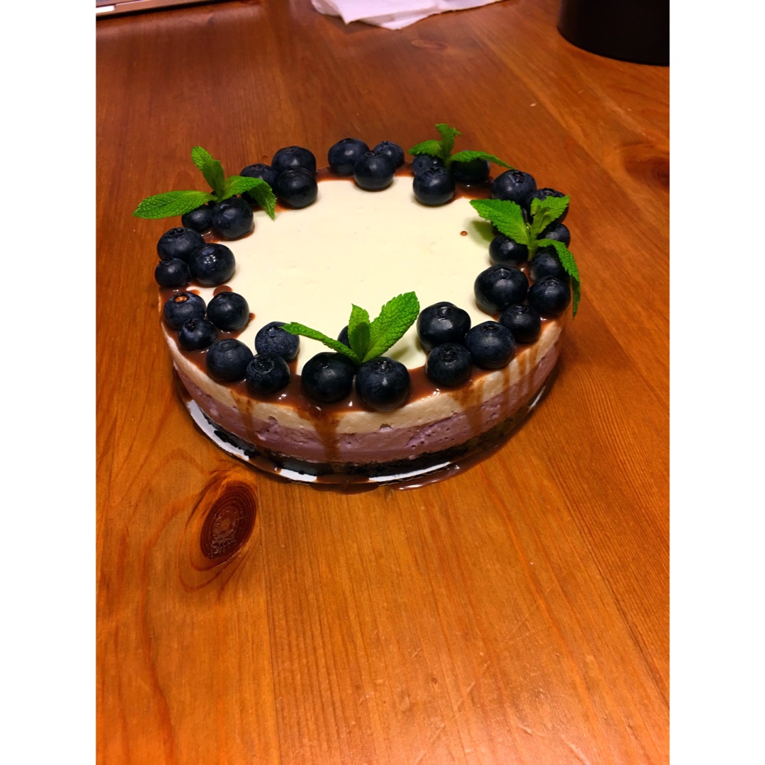 渐变蓝莓冻芝士蛋糕（免烤）