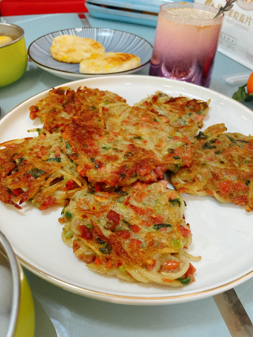 免揉面好吃到爆土豆火腿饼