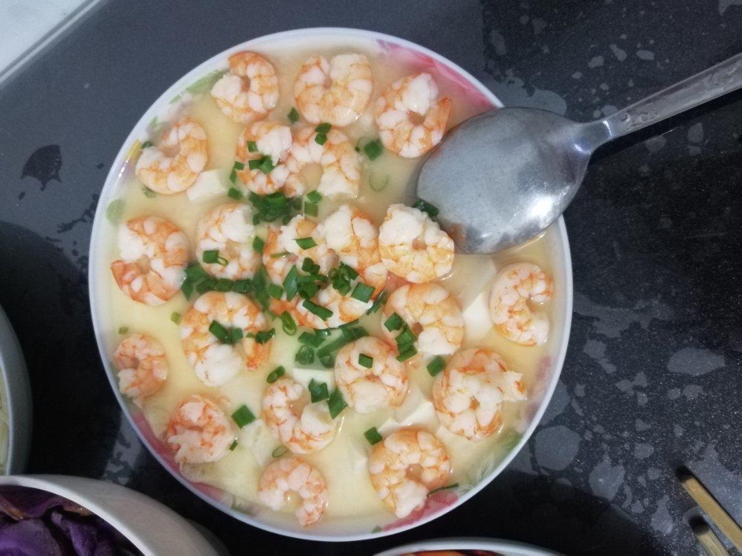 虾仁豆腐蒸水蛋