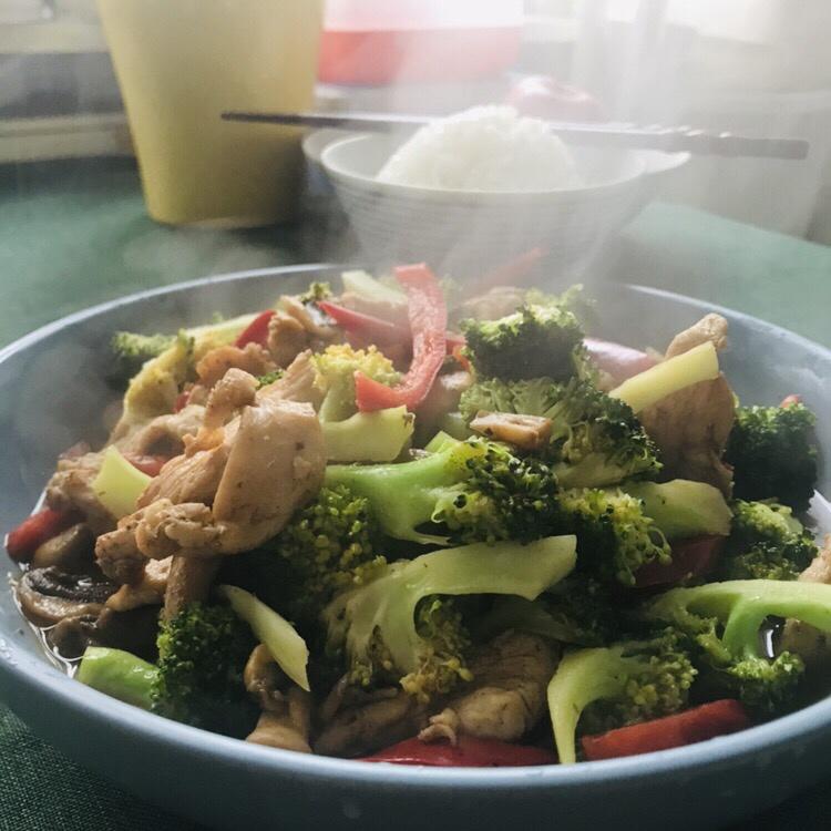 西兰花香菇炒鸡肉