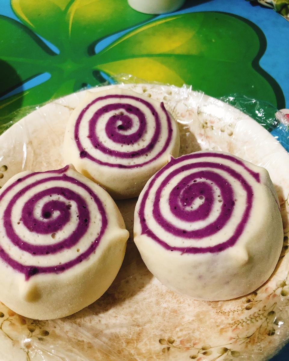 350750675做的颜值担当紫薯双色馒头