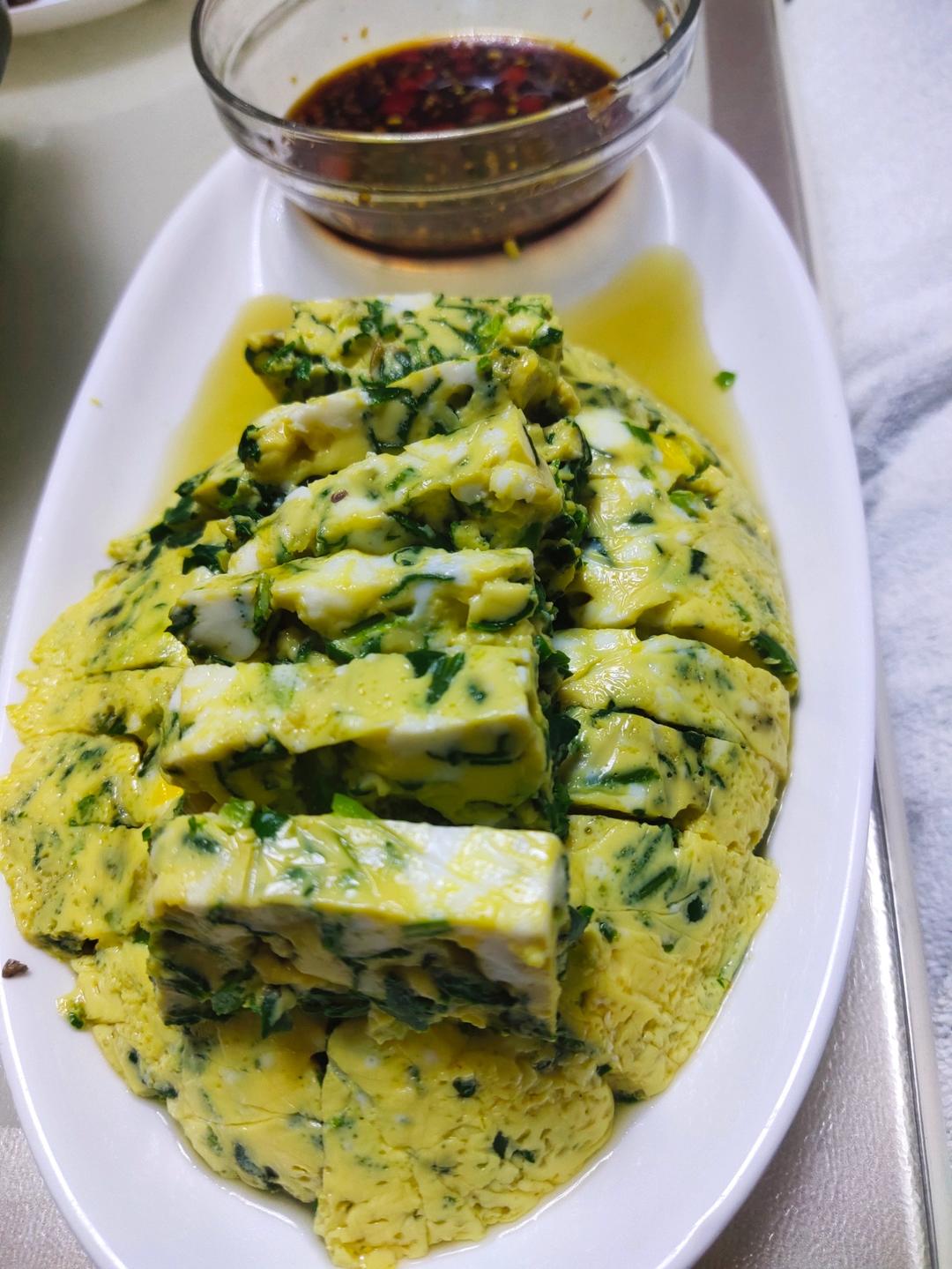 蘸汁菠菜鸡蛋糕——春季养生多吃菠菜