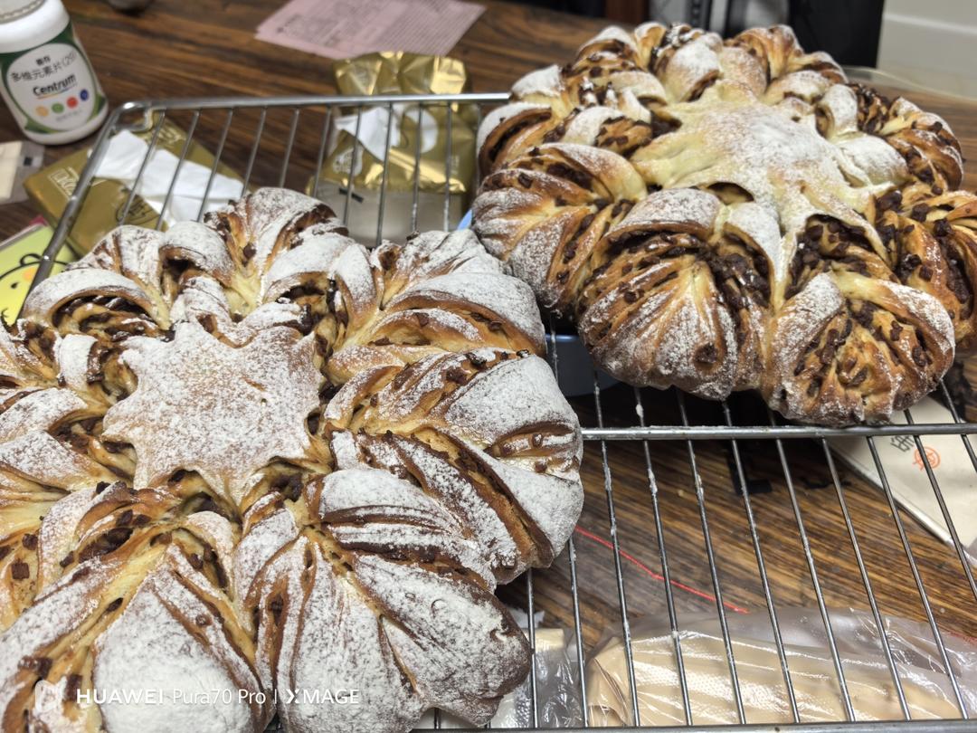 一次发酵就非常好吃的肉桂红糖苹果馅雪花面包