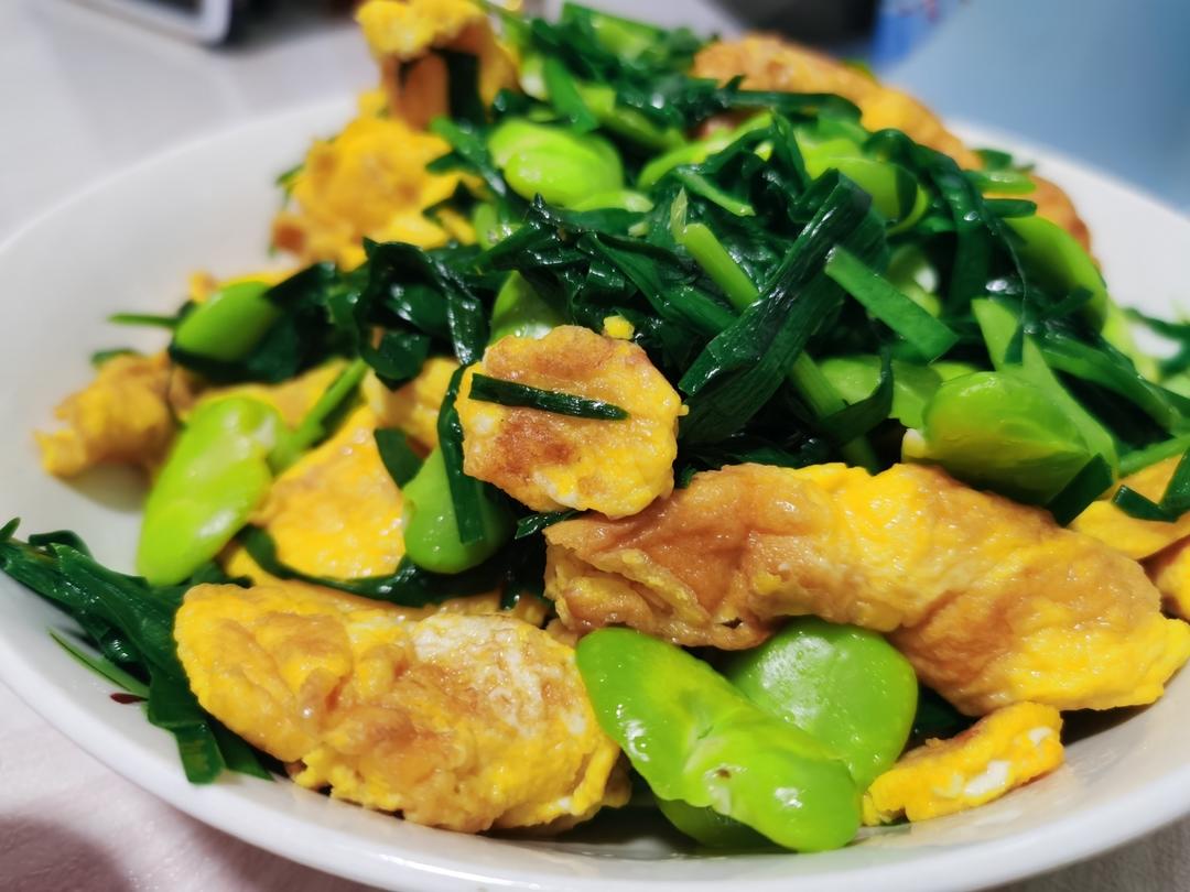蚕豆韭菜炒鸡蛋