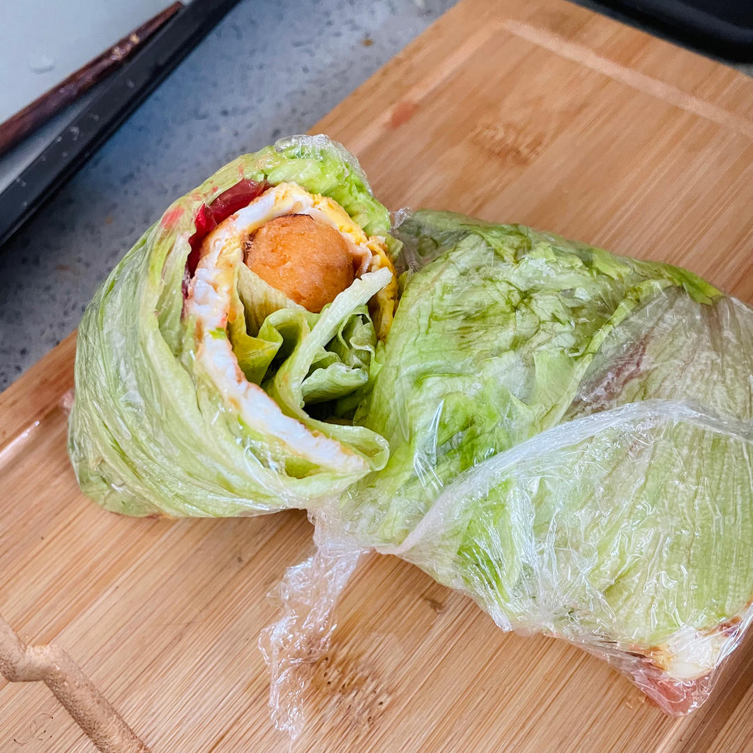 关晓彤版三明治 生菜包三明治#早餐